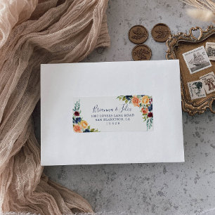Etiqueta Multicolor Elegant Floral Wedding RSVP Address 