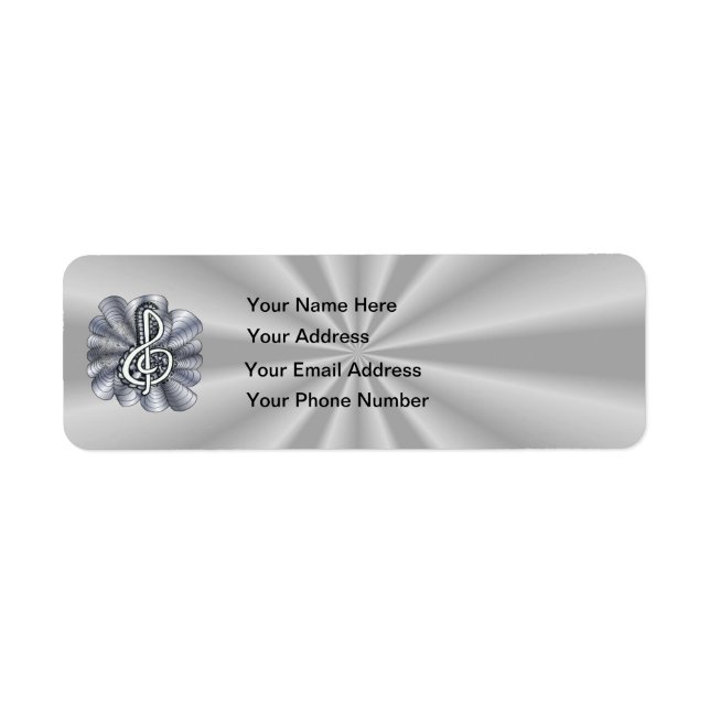 Etiqueta Music Treble Clef Silver (Frente)