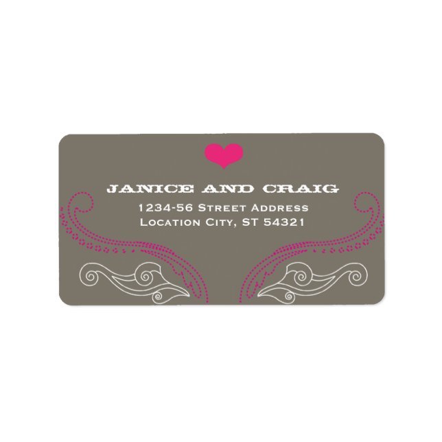 Etiqueta Música Roll Rosa e Cinza Rock 'n' Teve Casamento (Frente)