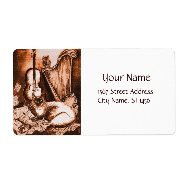 Etiqueta MUSICAL CAT, Brown e White (Frente)