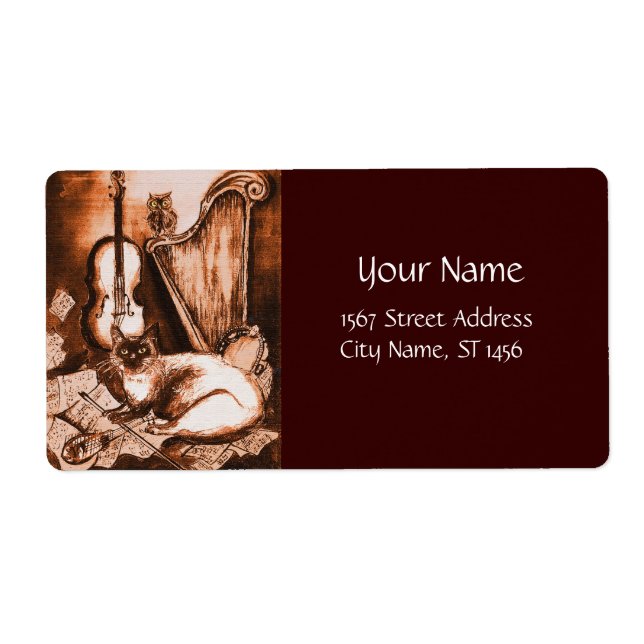 Etiqueta MUSICAL CAT, Brown e White (Frente)