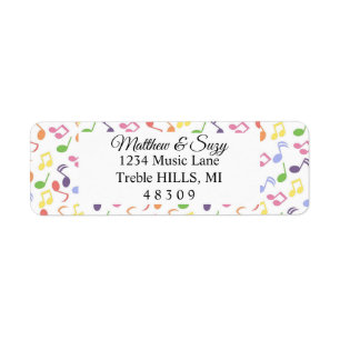 Etiqueta Músico com nota musical colorida