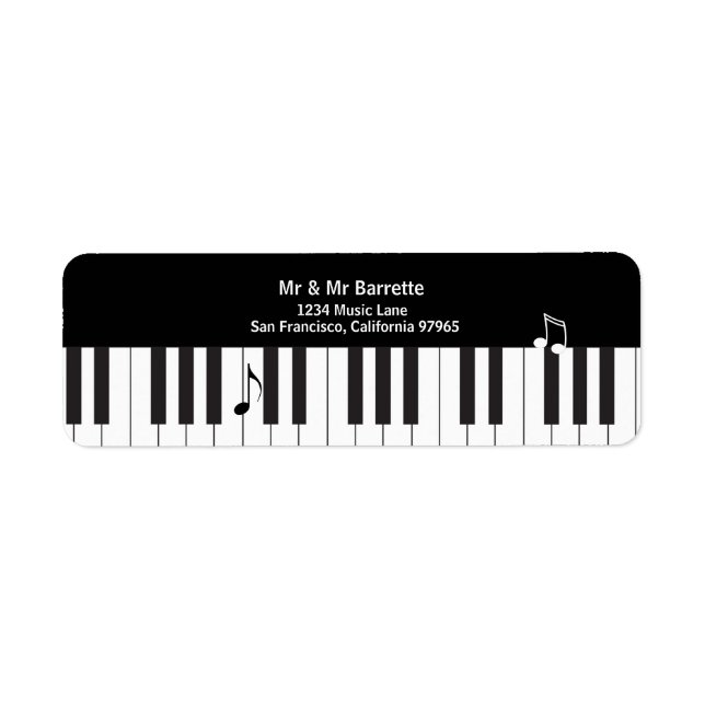 Etiqueta Músicos Piano Keys Endereço de Devolução (Frente)