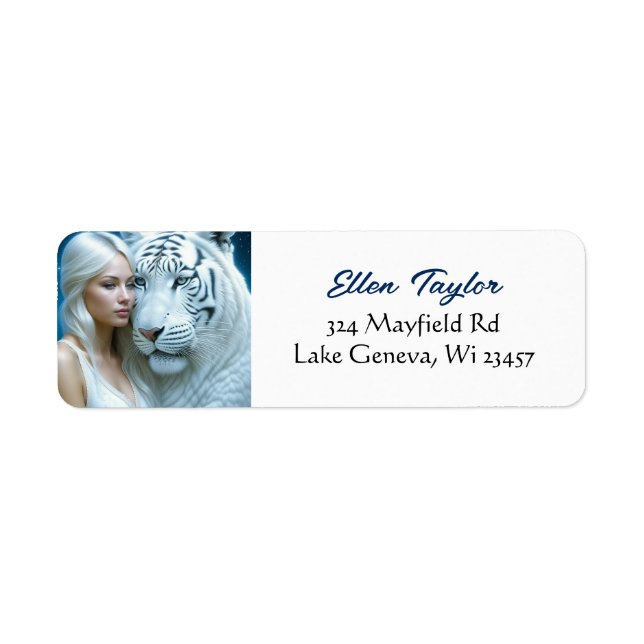 Etiqueta Mystical White Tiger e Mulher (Frente)