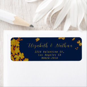 Etiqueta Na moda Dourado Marinho Flor  Blue Return Endereço