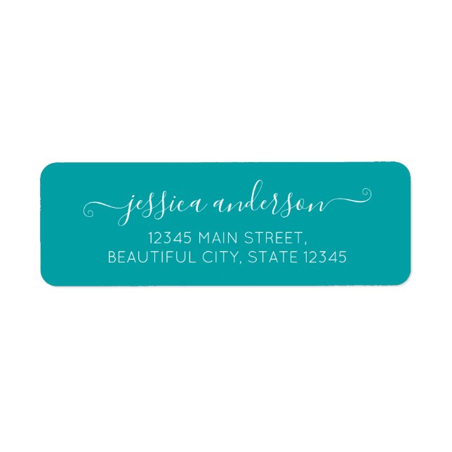 Etiqueta Na moda Moderna Caligrafia Script Chic Teal Verde (Frente)