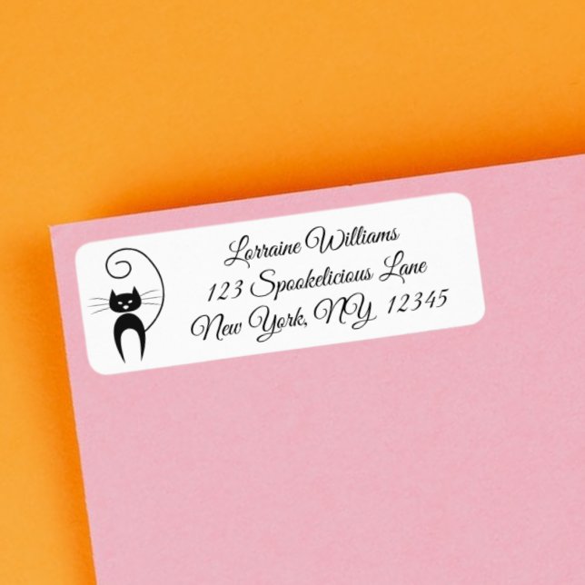 Etiqueta Na moda Moderno Gato de Cauda Preta (Criador carregado)