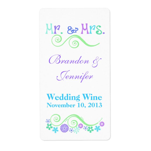 Etiqueta Na moda & Rótulos Mini de Vinho da Sra. Wedding (Frente)