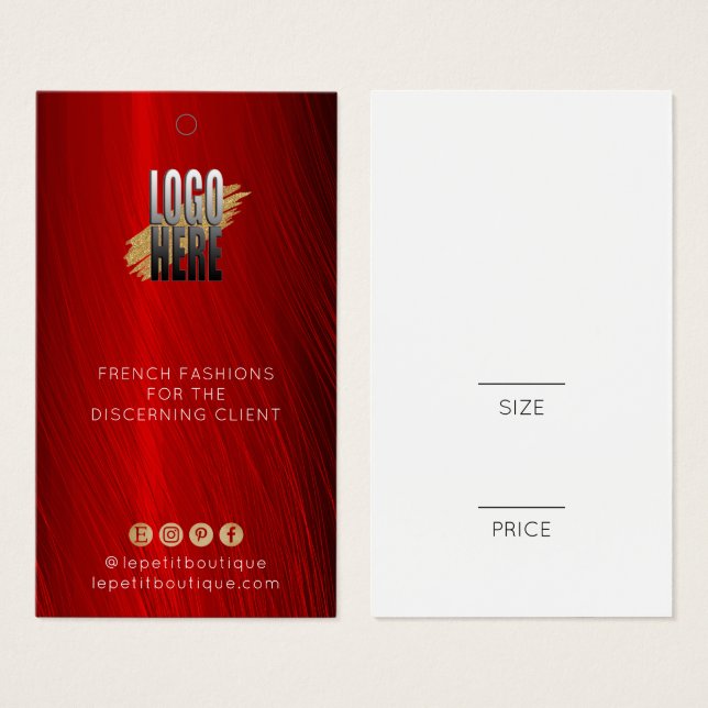 Etiqueta na moda Ruby Red Clothing Price com logot (Frente & Verso)