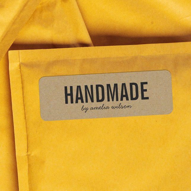 Etiqueta Na moda Rustic Bold Handmade Faux Kraft (Criador carregado)