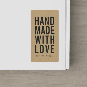 Etiqueta Na moda Rustic Bold Handmade with Love Faux Kraft