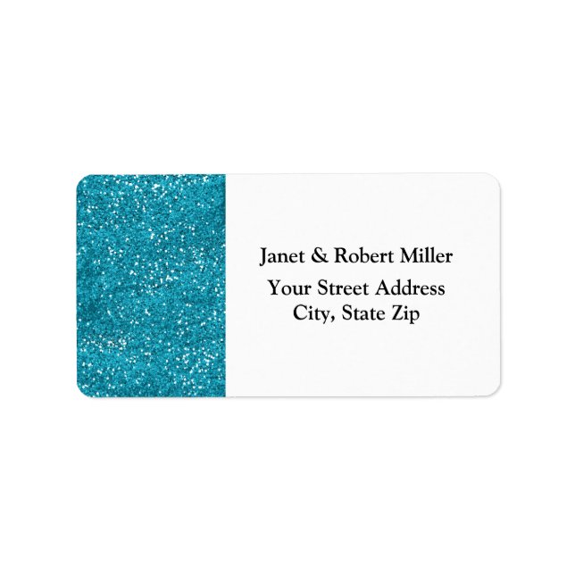 Etiqueta Na moda Turquoise Blue Glitter (Frente)