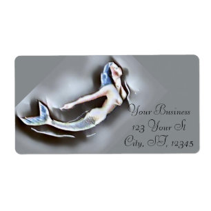 Etiqueta Nadando Cinza Mermaid Thunder_Cove