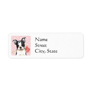Etiqueta Namorados Boston cor-de-rosa Terrier