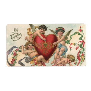 Etiqueta Namorados do Victorian do vintage, coração dos
