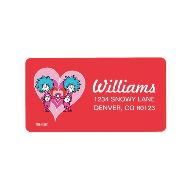 Etiqueta Namorados Dr. Seuss | Coisa Um Dois (Frente)