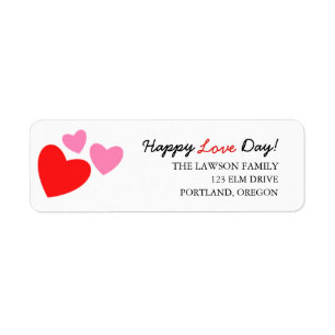 Etiqueta Namorados felizes do dia do amor dos corações