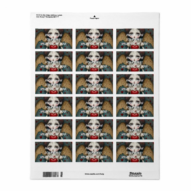 Etiqueta Namorados Gótico Adorável (Toda a folha)