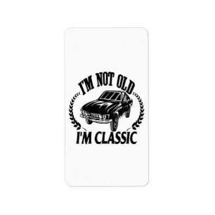 Etiqueta Não sou velho sou clássico carro engraçado