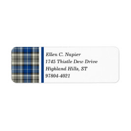 Etiqueta Napier Clan Blue, Black and White Scottish Tartan