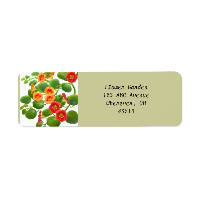 Etiqueta Nasturtium Flower Garden Customizable Labels (Frente)