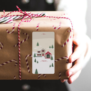 Etiqueta Natais vintages Festivos, Fazenda De Árvore Para D