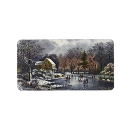 Etiqueta Natais vintages, Skateres de inverno Precoce em um