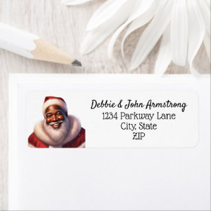 Etiqueta Natal afro-americano Jolly Santa Claus