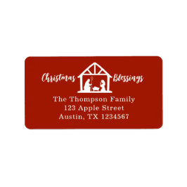 Etiqueta Natal Bênçãos Natividade Tipografia Branca