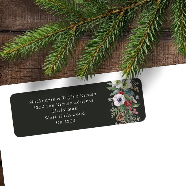 Etiqueta Natal Botânico Alegre Personalizado  (Joyful Botanical Christmas Personalized Label
by Ricaso. Add your own address, business or personal)