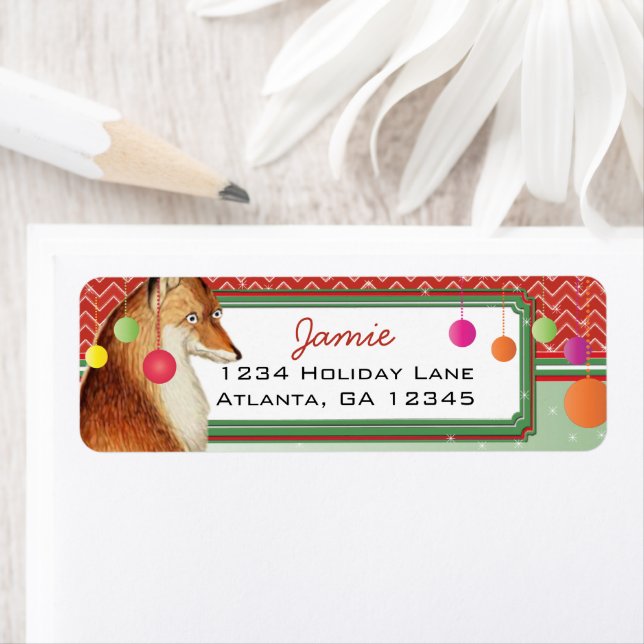 Etiqueta Natal Buck Deer Zig Zag Patterno Endereço de devol (Insitu)