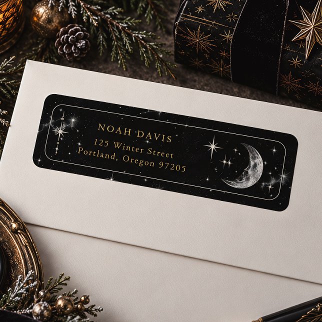 Etiqueta Natal Celestial Lua Crescente (Criador carregado)