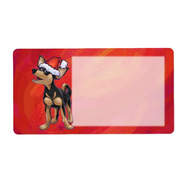 Etiqueta Natal Chihuahua Em Vermelho (Frente)