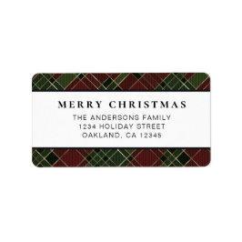 Etiqueta Natal clássico mínimo vermelho e Xadrez verde