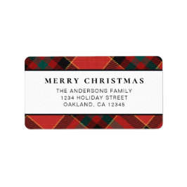 Etiqueta Natal clássico mínimo vermelho e Xadrez verde