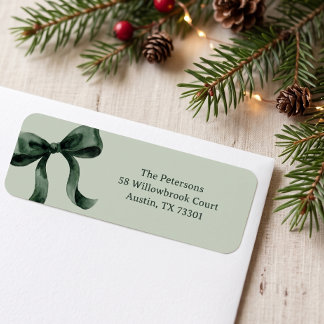 Etiqueta Natal com Arco de Aquarela Verde Oliva Simples Mod