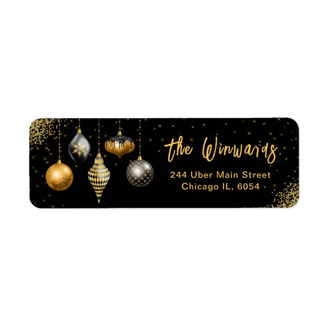 Etiqueta Natal com Enfeite de Ouro Elegante (Frente)