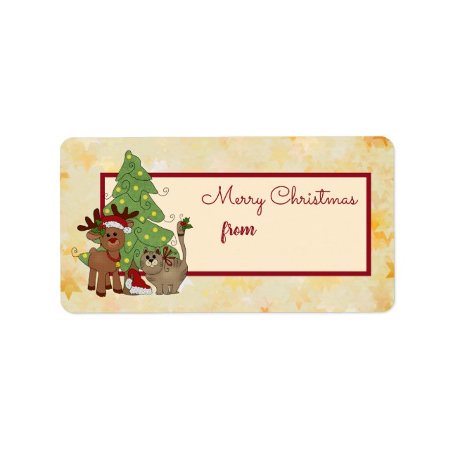 Etiqueta Natal com gato (Frente)