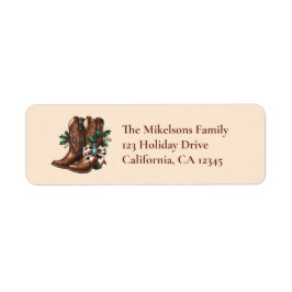 Etiqueta Natal com Laço e Botas Western