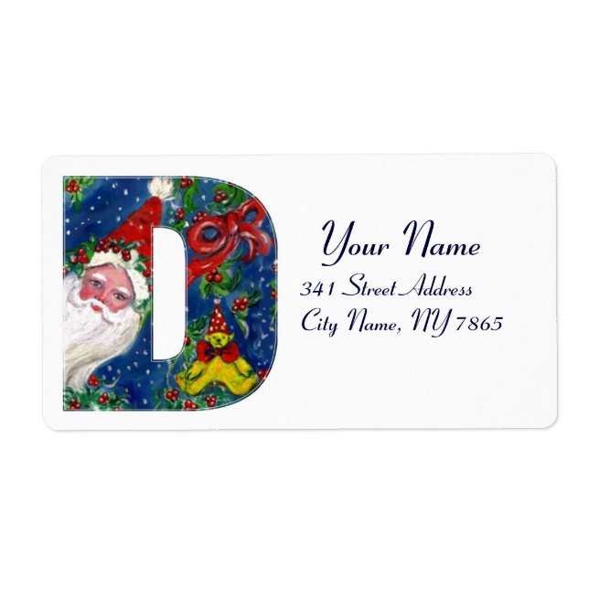 ETIQUETA NATAL D LETTER / SANTA CLAUS COM BORRACHA VERMELHA (Frente)