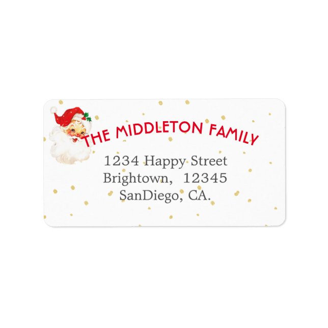 Etiqueta Natal da Família Jolly Santa Claus (Frente)
