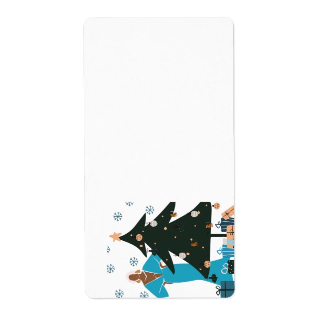 Etiqueta Natal da Mulher Negra Madura (Frente)