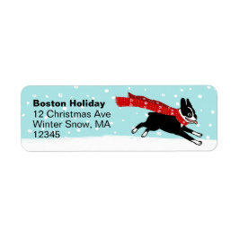 Etiqueta Natal de Boston Terrier Winter Holidy Dog Cujo Cac