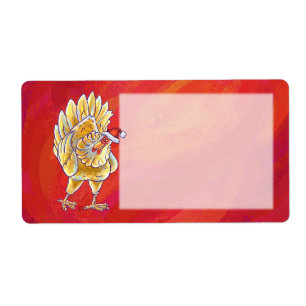 Etiqueta Natal De Frango Em Vermelho