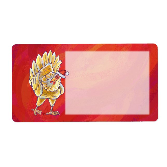 Etiqueta Natal De Frango Em Vermelho (Frente)
