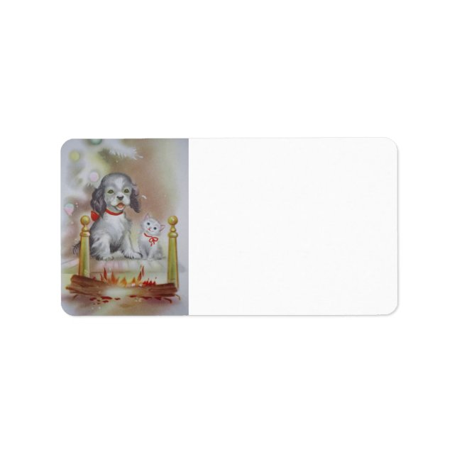 Etiqueta Natal de Gato e Cão (Frente)