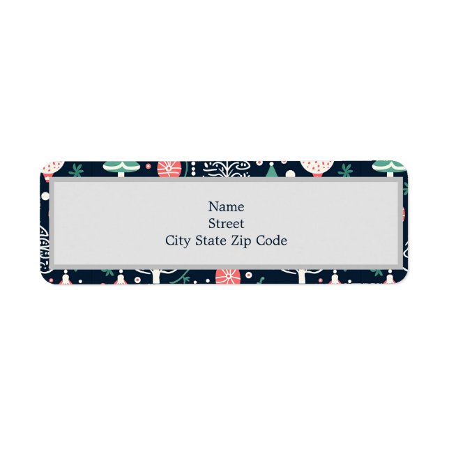 Etiqueta Natal de Impressão de Férias Azul (Frente)