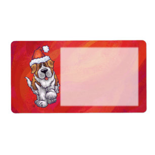 Etiqueta Natal de St Bernard no vermelho