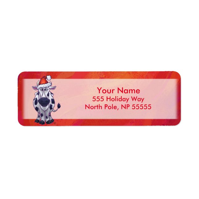 Etiqueta Natal De Vaca Em Vermelho (Frente)