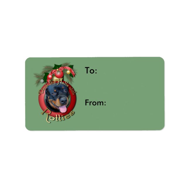 Etiqueta Natal - Deck the Halls - Rotties - Harley (Frente)